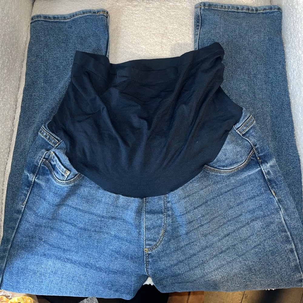 Blue Maternity Jeans with Belly Band size large